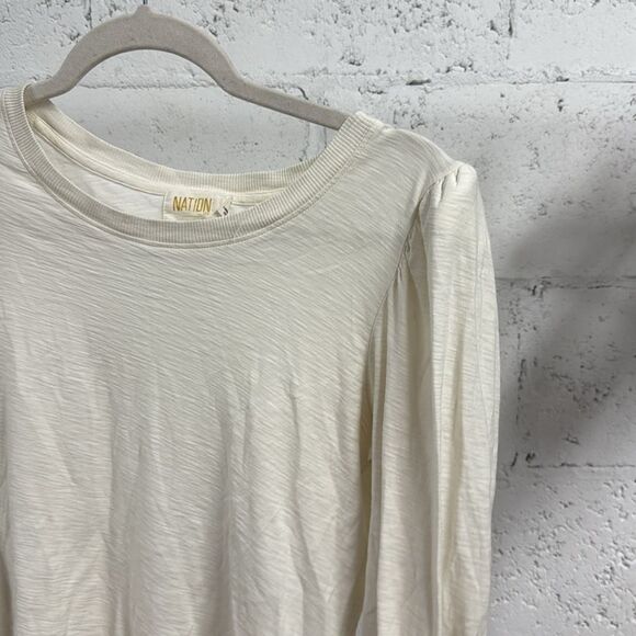 Nation LTD Cream Fitted Long Sleeve Blouse - Like New - Size Small Cuffed - Picture 3 of 5